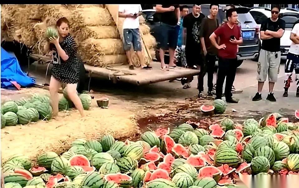 宁波街头，一个圆滚滚的西瓜重重砸在摊主身上，一声闷响。这还没完，那对夫妇紧接着抄