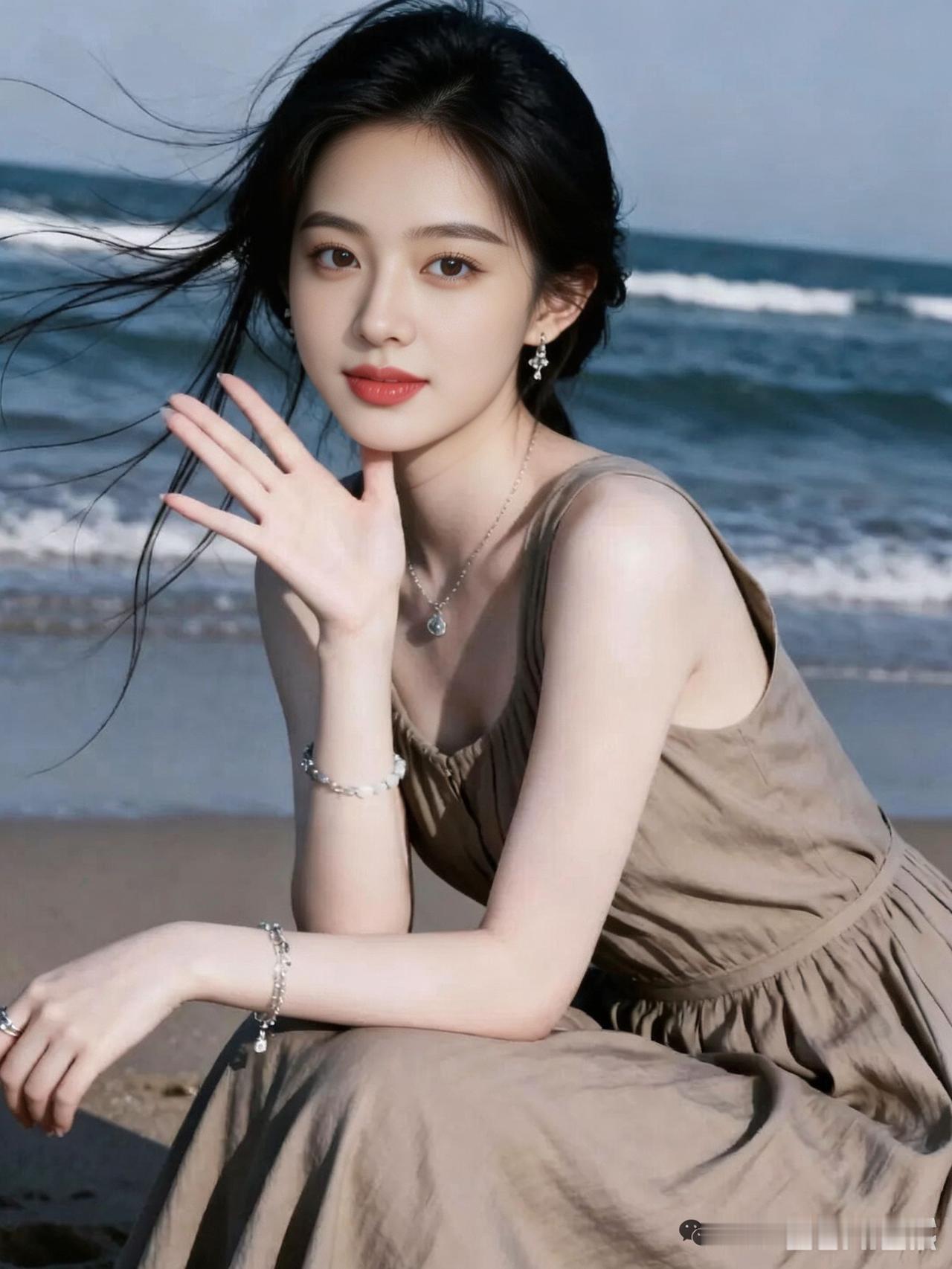 海边少女，温柔时光，海风吹拂，笑靥如花。
