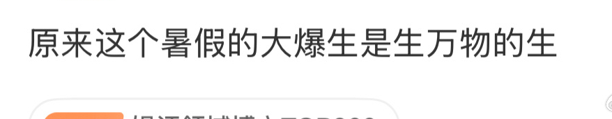 暑假的大爆生离不开生万物的生，这部作品在假期里的热度是观众用喜爱堆积起来的。从默