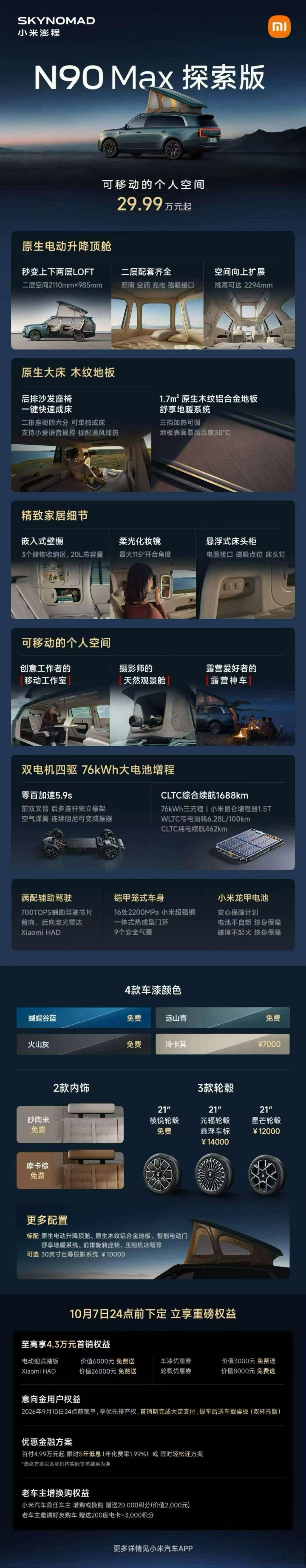 4 分钟，锁单 10000 台是什么概念？小米澎程这个原生电动升降顶舱不错你的移