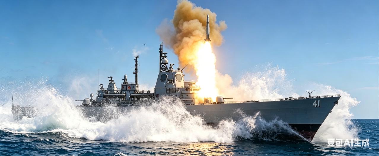AI炼的越来越有心得了，1123位面，弗吉尼亚级宙斯盾核动力巡洋舰正在发射导弹，