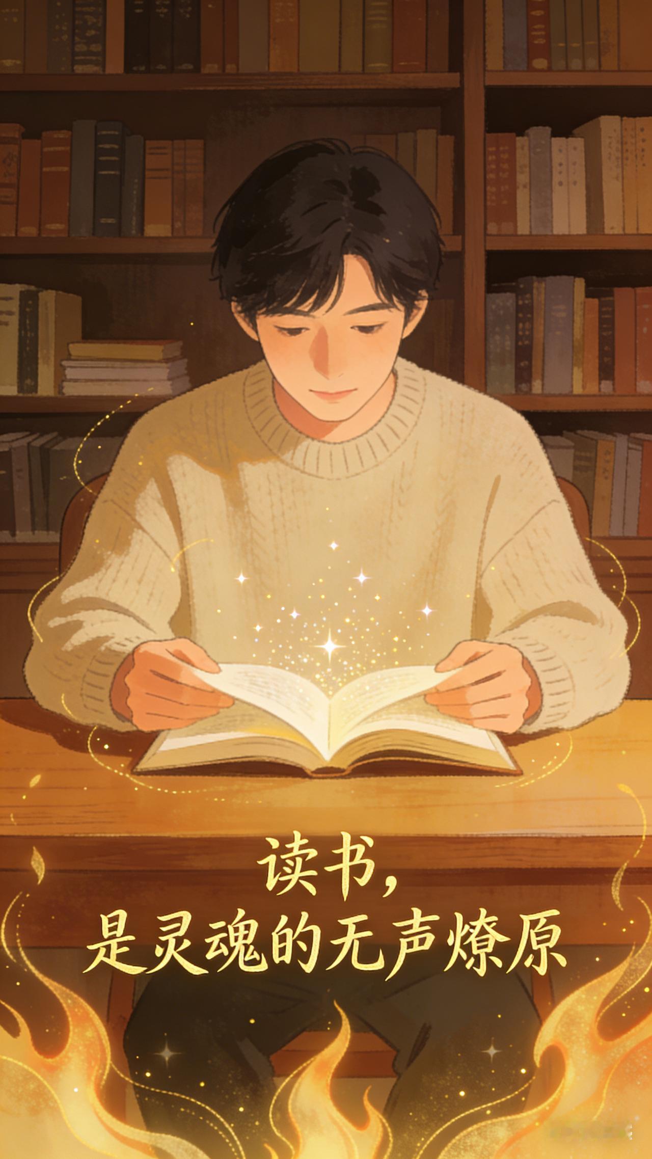 读书，是灵魂的无声燎原
 
文字不声不响，却能在心底点燃星火。
慢慢读，静静悟，
