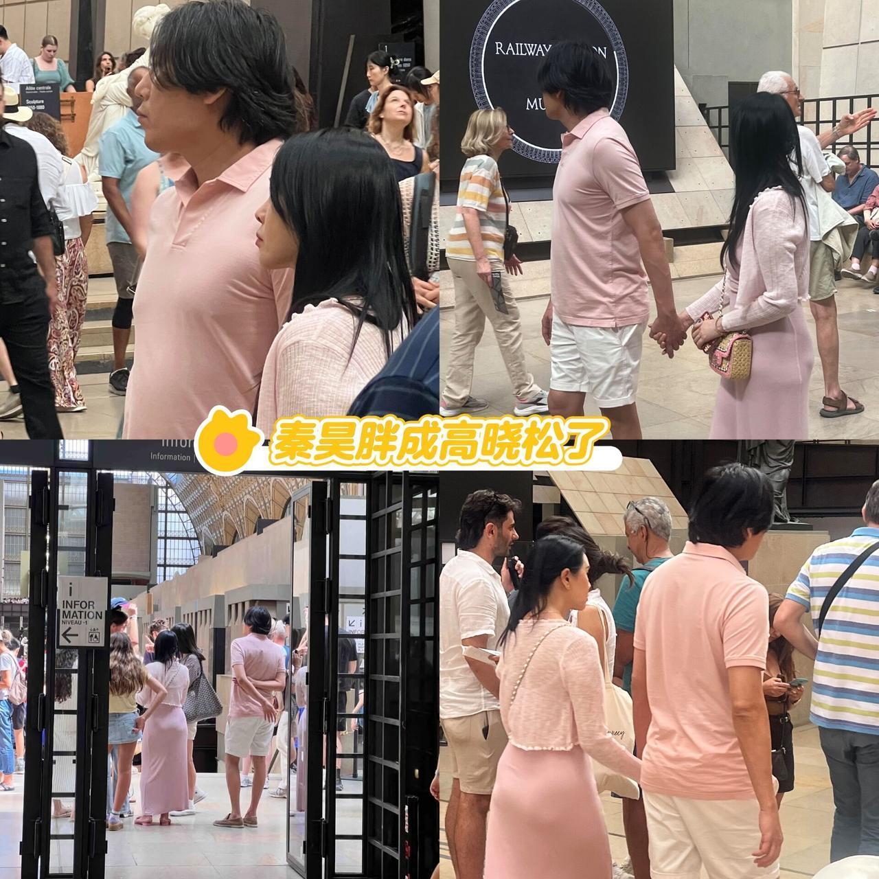 秦昊胖成高晓松了！最近伊能静和秦昊在西班牙度假，网友在奥塞博物馆遇到了他们，穿着