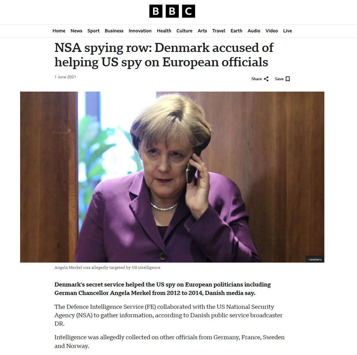 欧洲被特朗普打脸了尤以丹麦🇩🇰为最。因为图1：丹麦历来是美国人🇺🇸监听欧