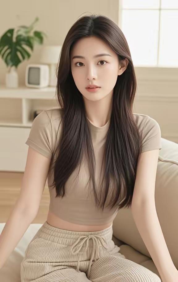 温柔气质女孩，简约穿搭，清新自然，居家氛围。