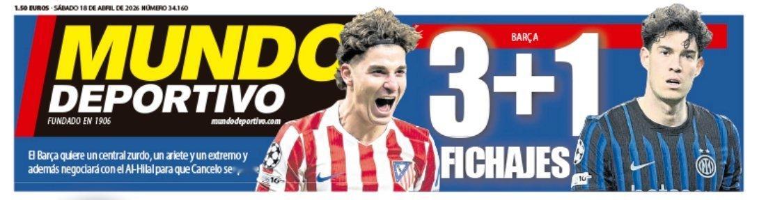 世体：巴塞罗那夏季目标：前锋，左脚中后卫，边锋和坎塞洛。巴萨至死不渝红蓝魂