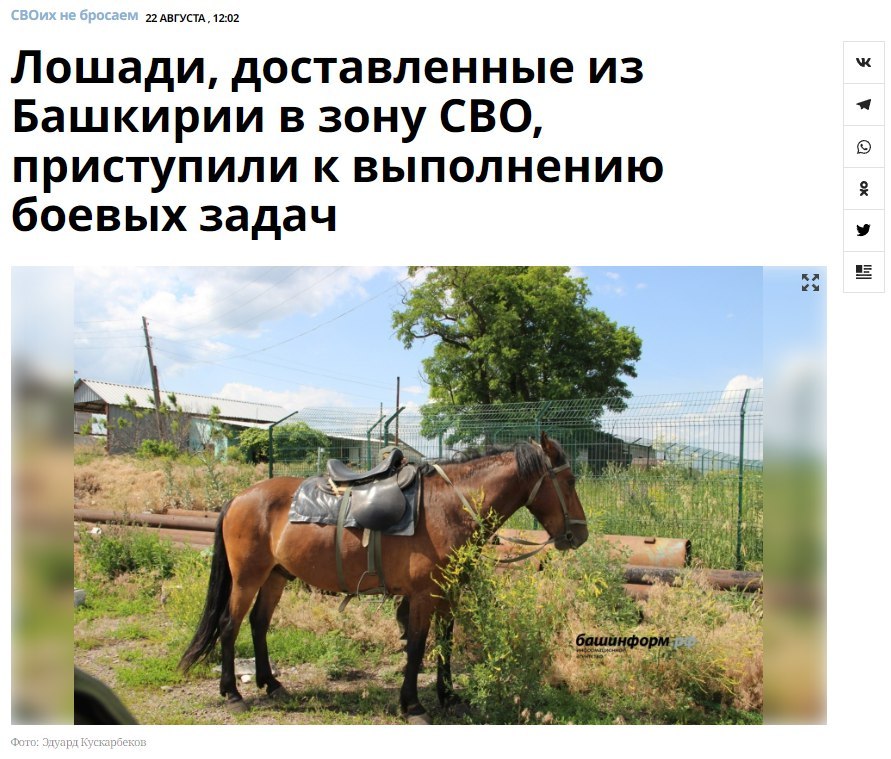 【俄罗斯骑兵加入特别军事行动？！】据俄罗斯媒体报导称，军马已被运送至“特别军事行