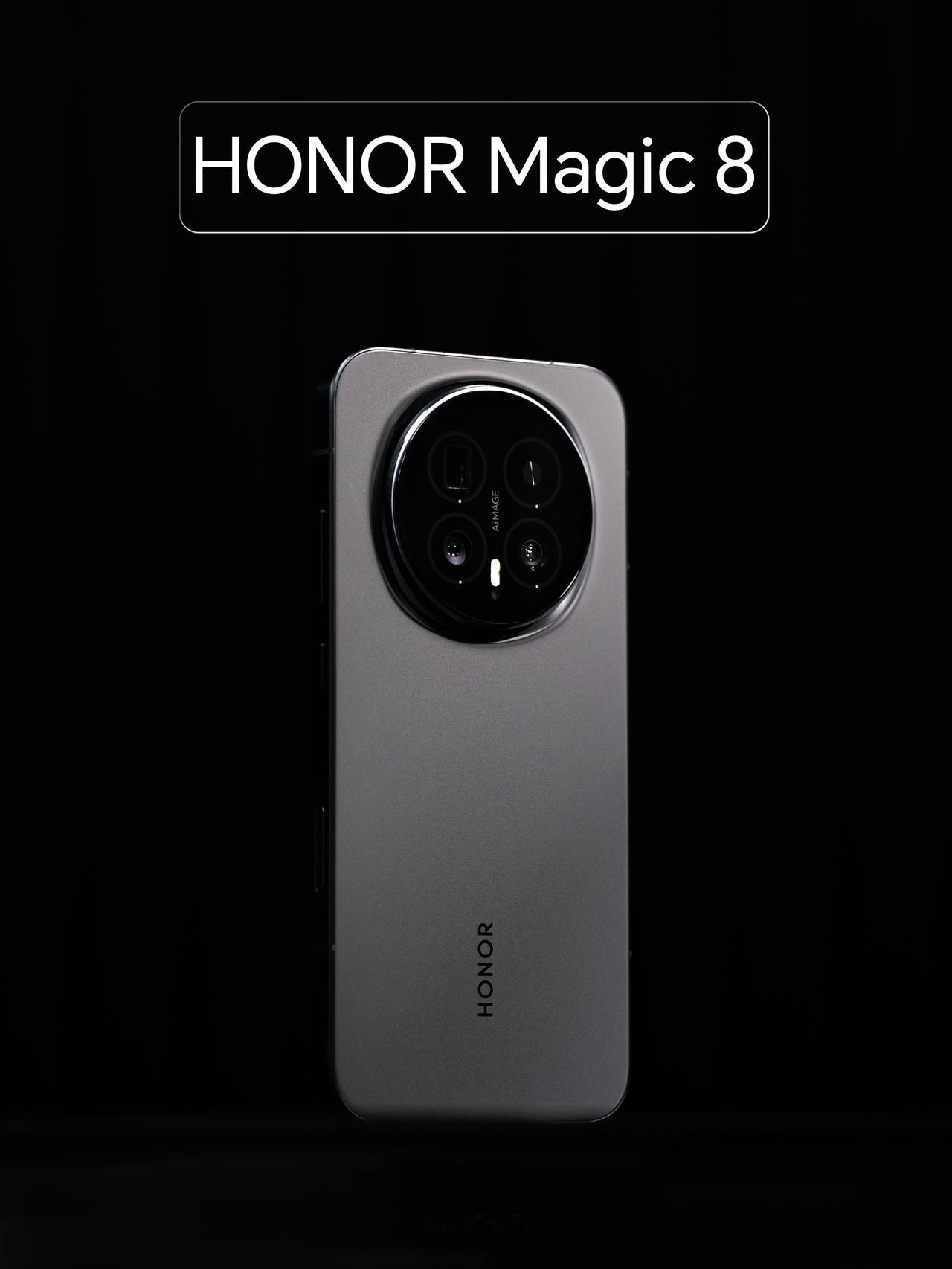 HYK图赏｜荣耀Magic8 

这款是“绒黑色”版本，机身以黑色为主，后盖是哑