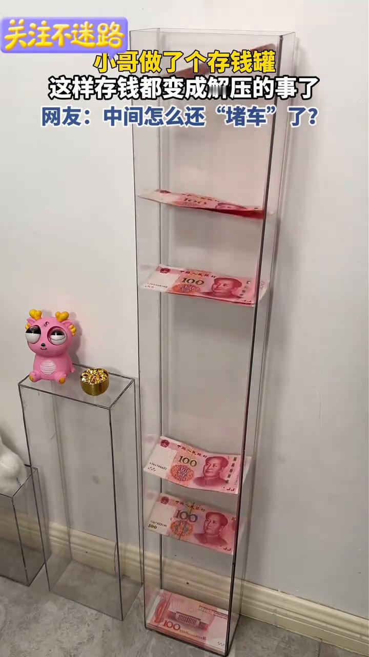 小哥做了个存钱罐，这样存钱都变成解压的事了。网友：中间怎么还