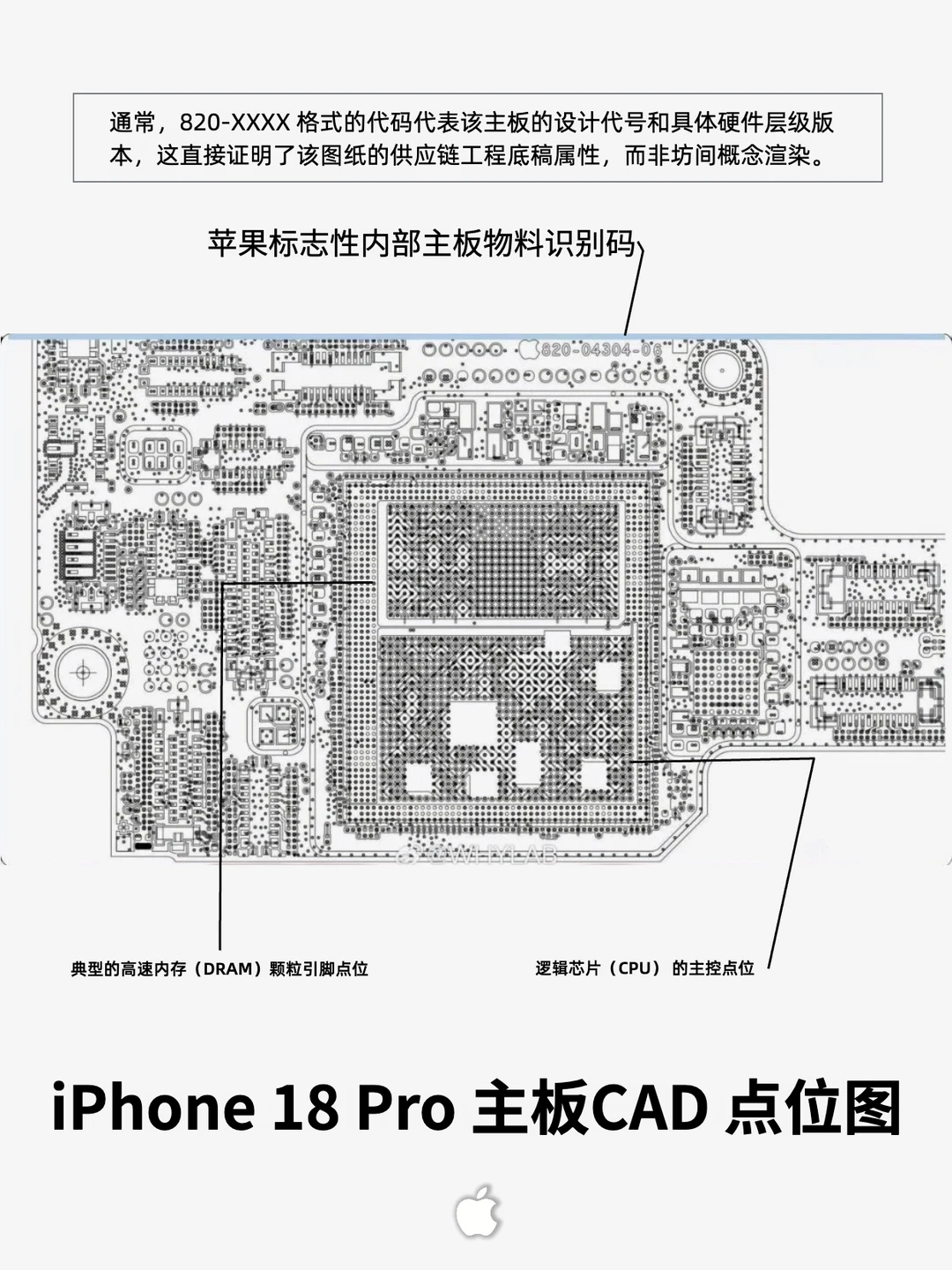 一张图看懂 iPhone 18 Pro 芯片主板图