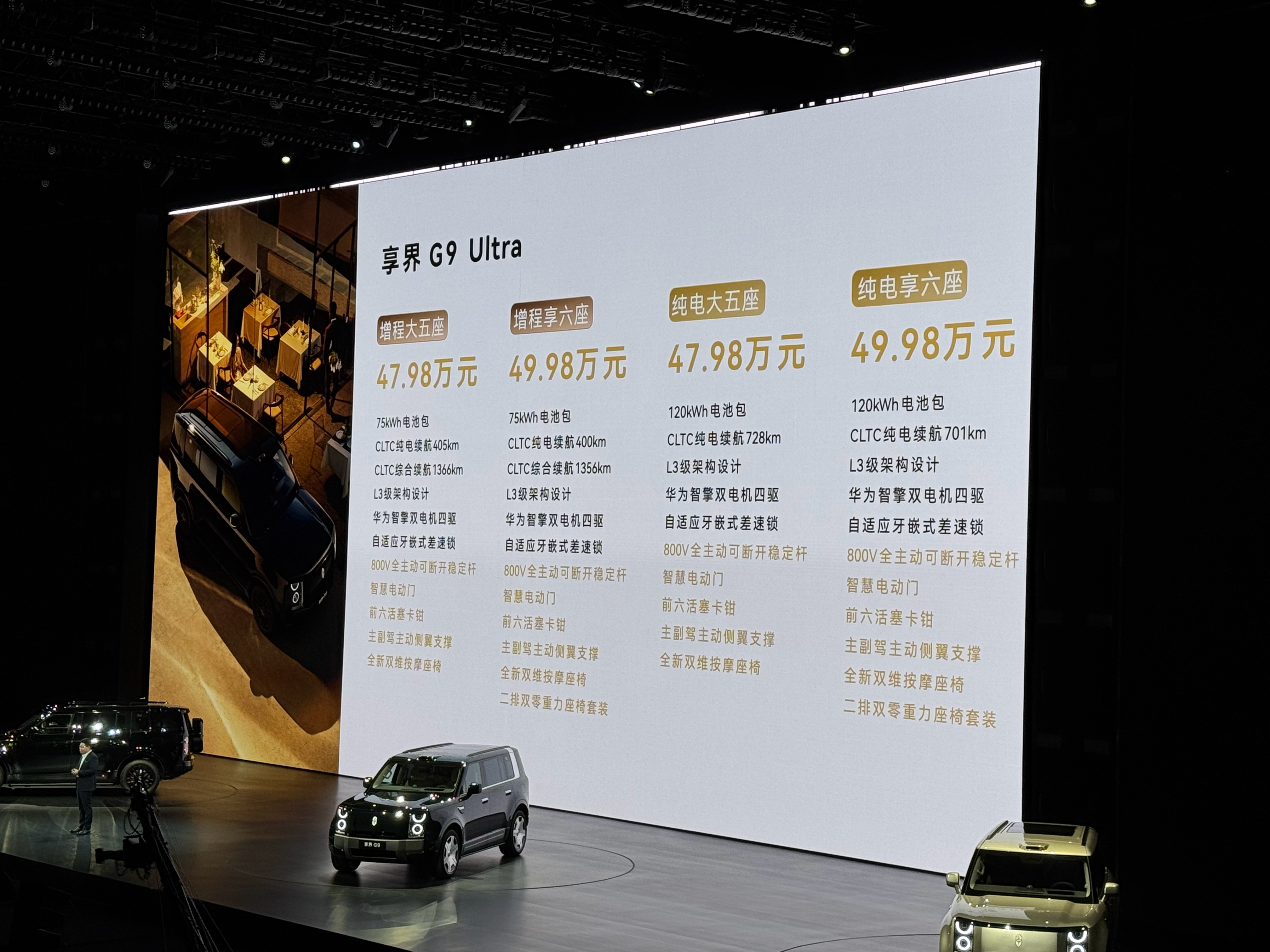 享界G9售价公布  终于出来了！享界G9共有三个版本，分为Max+、Ultra、