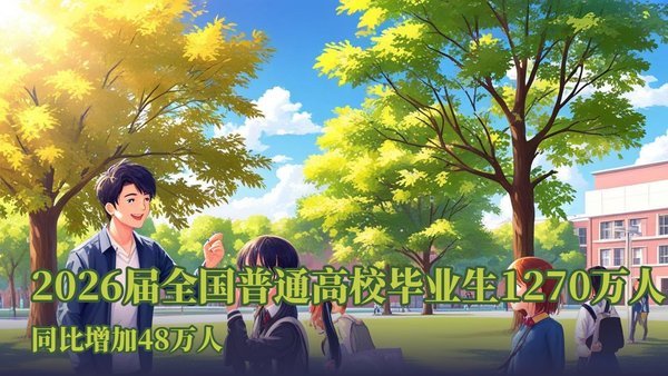 央视新闻：2026届全国普通高校毕业生规模预计1270万人，同比增加48万人。秋