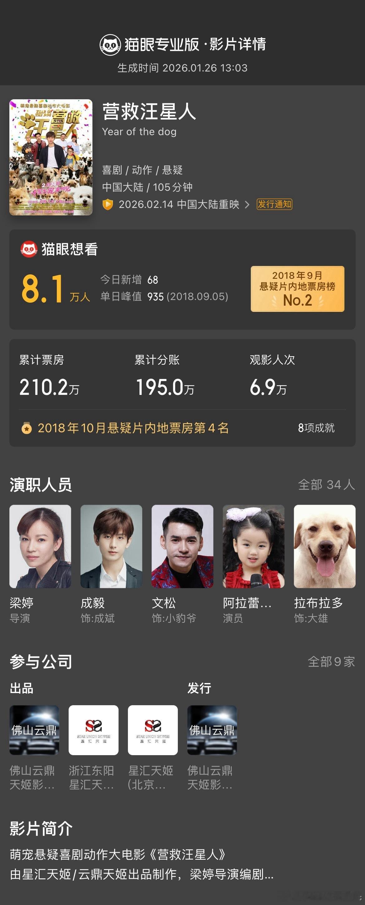 成毅新片定档春节档《营救汪星人》这电影竟然不是首映，是看着粉丝好收割，再次拿来上