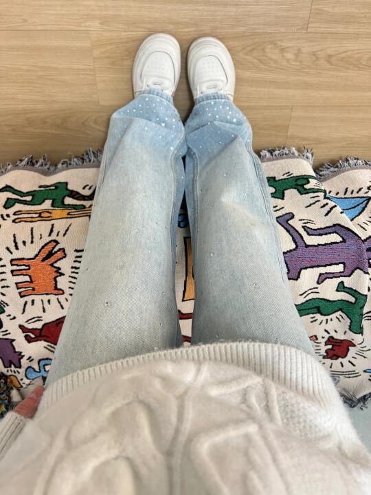 BlingBing✨好闪‼️镶钻直筒裤也太适合春夏了