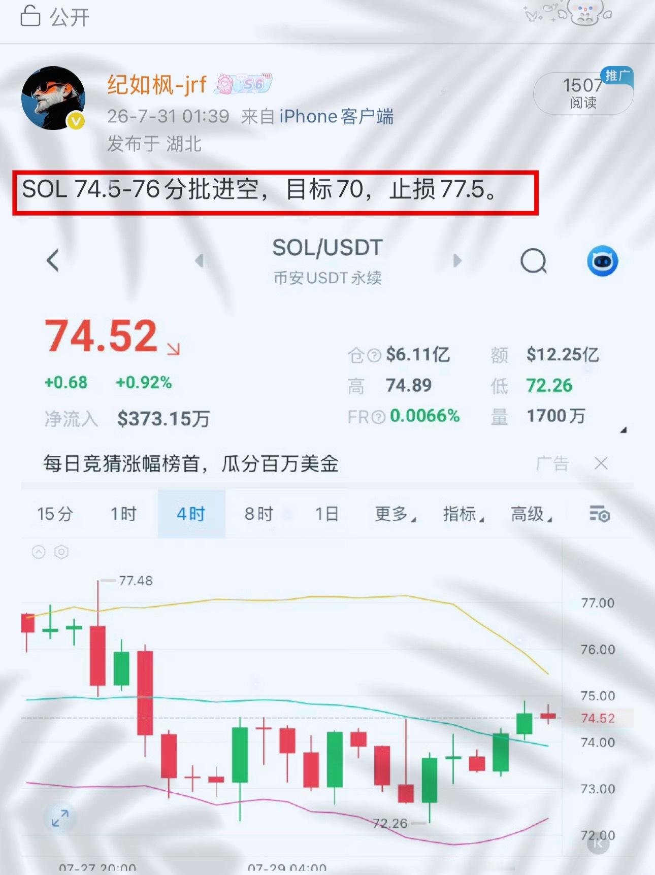 SOL波动是小了点，但也是有汤喝的！ 