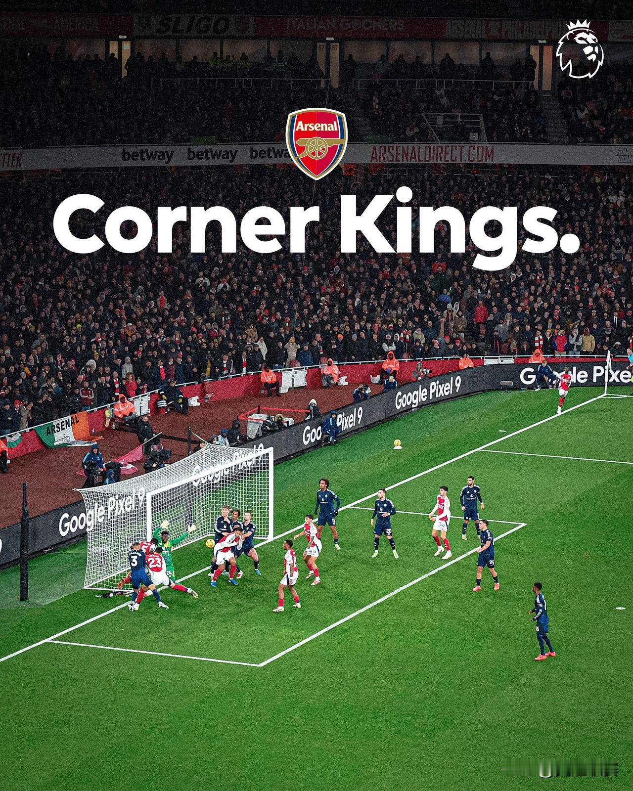 行业“角角”者📐

自上赛季开始，阿森纳已经在联赛中通过角球攻入2⃣️2⃣️球