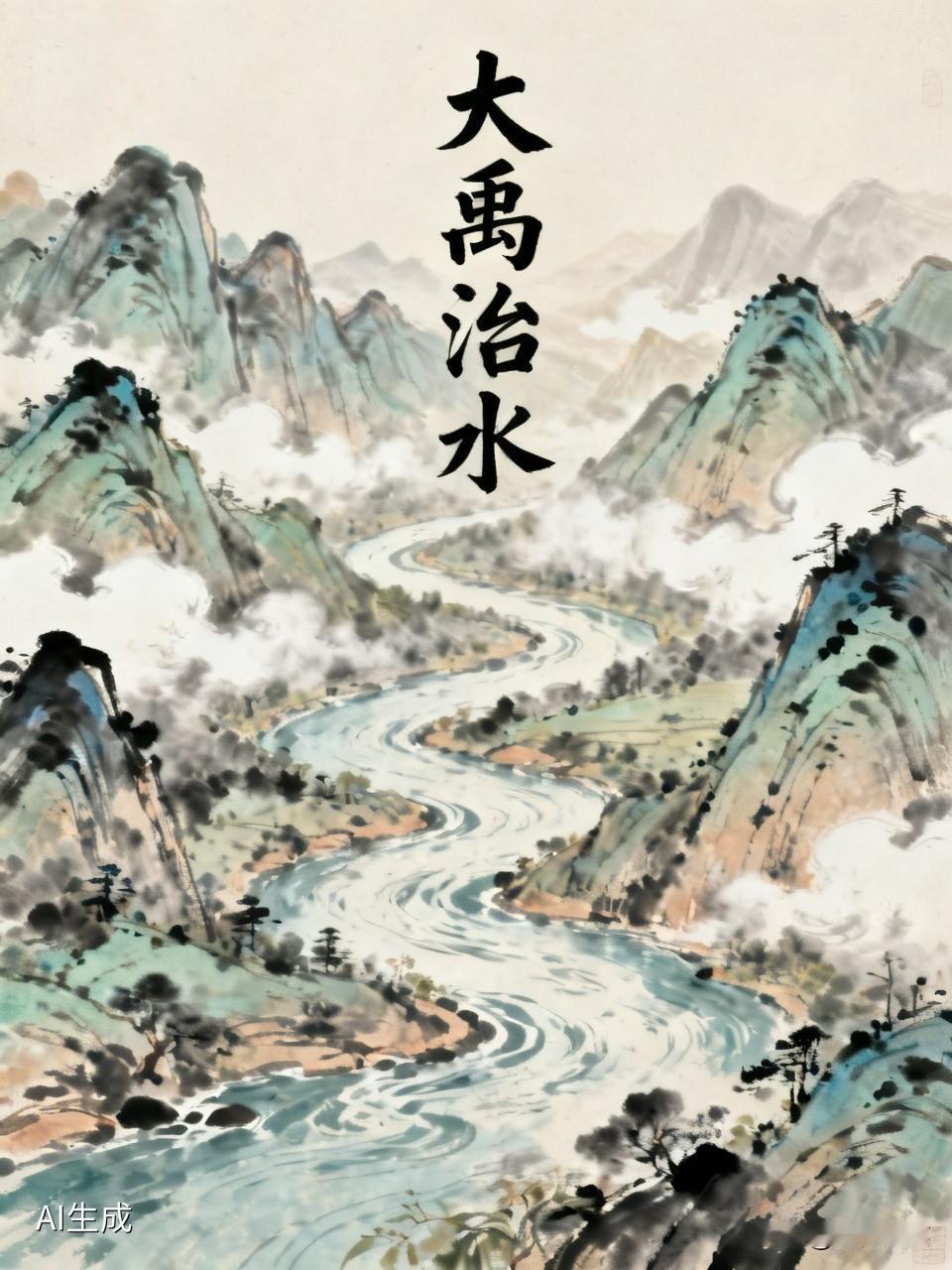 大禹治水，治理的主要是黄河中下游地区的洪水。当时黄河泛滥，泥沙淤积，河道不定，导