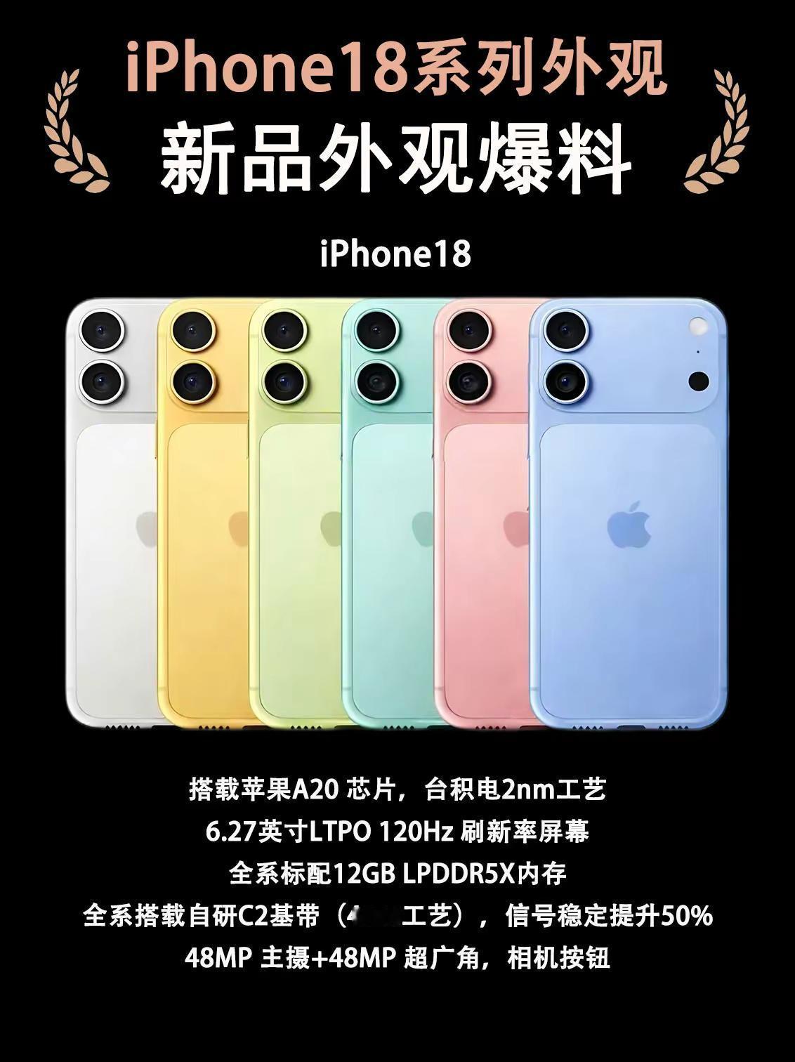 iPhone18系列新外观曝光。iPhone18系列新外观曝光，据爆料加量不加价