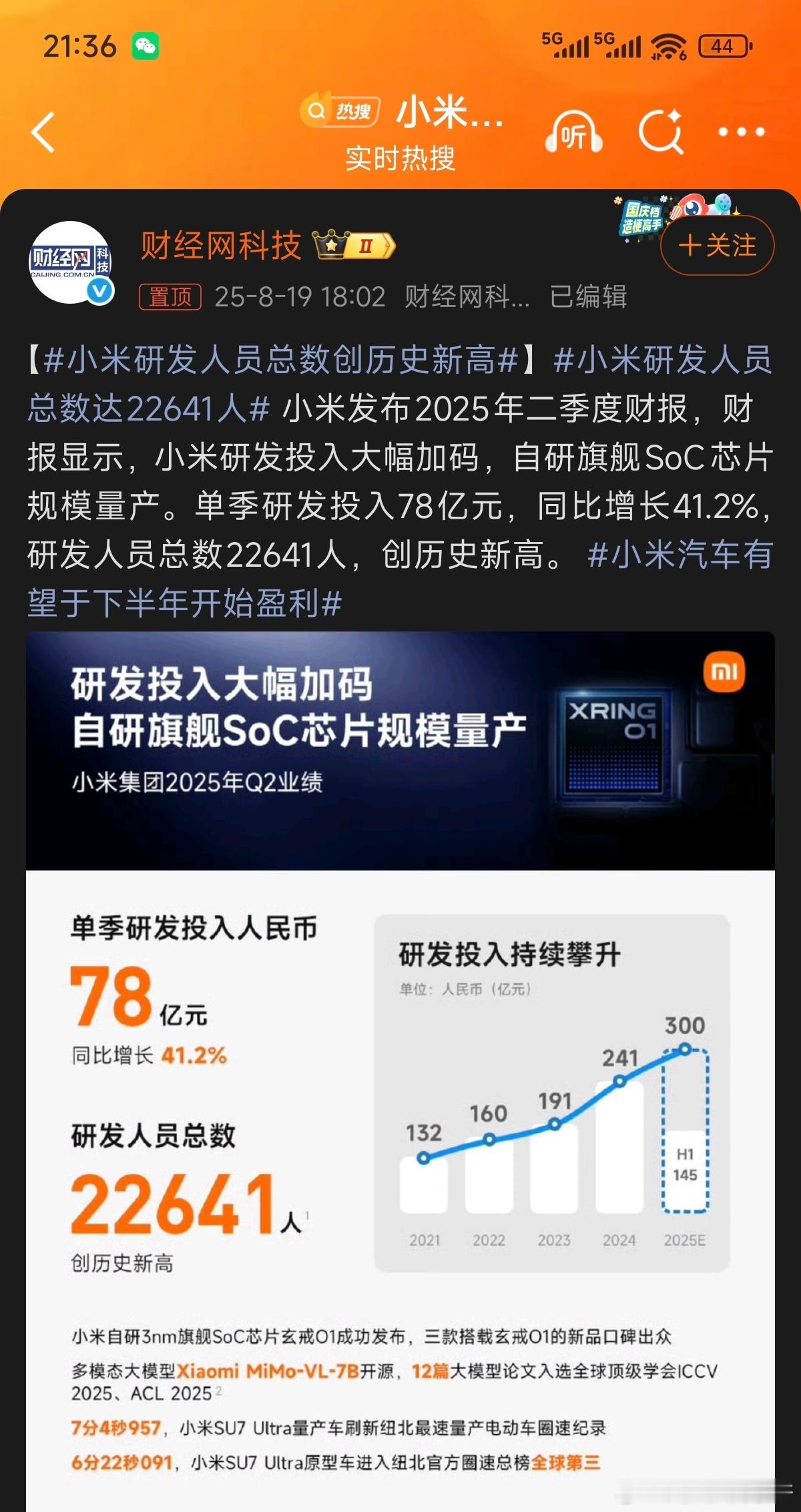 反正我是发现，只要是和小米汽车和自研芯片技术相关的热搜字条评论区，一定离不开“字