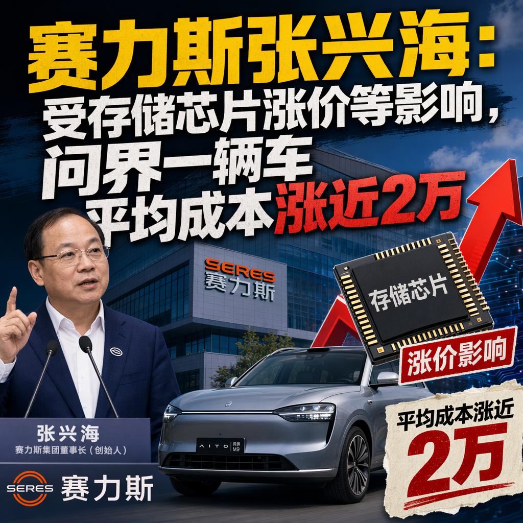 存储芯片5倍涨价！碳酸锂价格翻倍！
赛力斯掌门人张兴海一句话，把整车厂的难处摆上