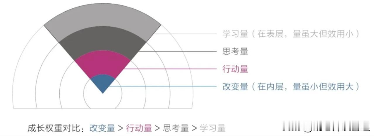成长权重对比是每个人都应该首先认识的，它揭示了“学习、思考、行动和改变”在成长过