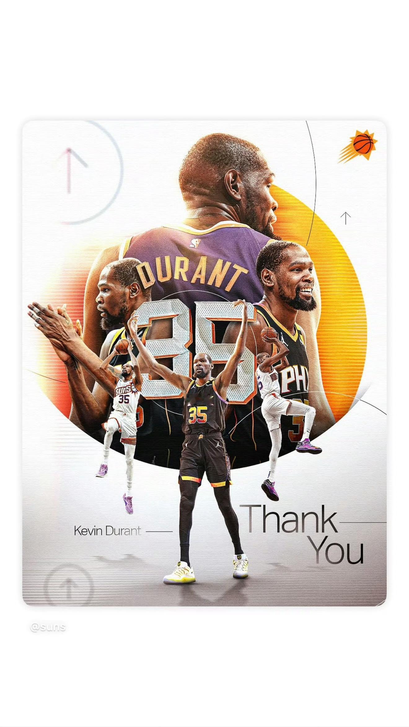 太阳：感谢有你，KD🙏太阳感谢杜兰特太阳告别杜兰特太阳致谢杜兰特 ​​​