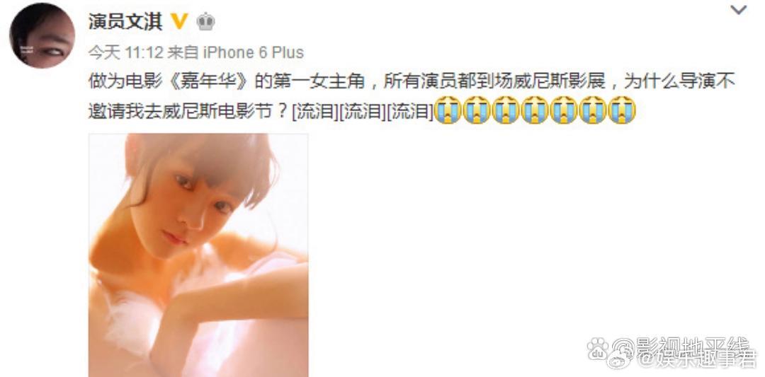 文淇曾被缺席威尼斯电影节有网友考古，发现文淇疑似曾因被缺席电影《嘉年华》威尼斯首