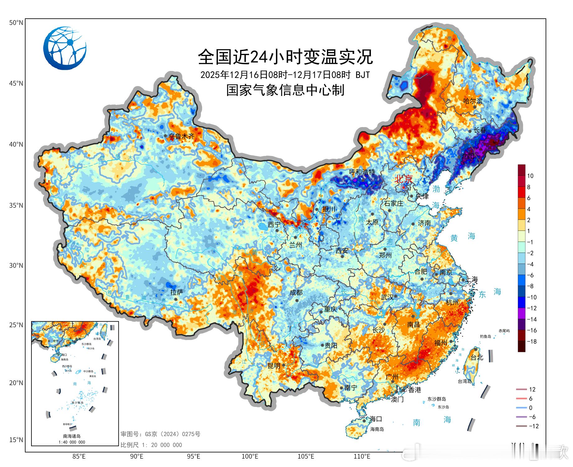 【气温波动】今晨因为冷空气影响，吉林东部和辽宁东部一带，出现了10-20℃降温。
