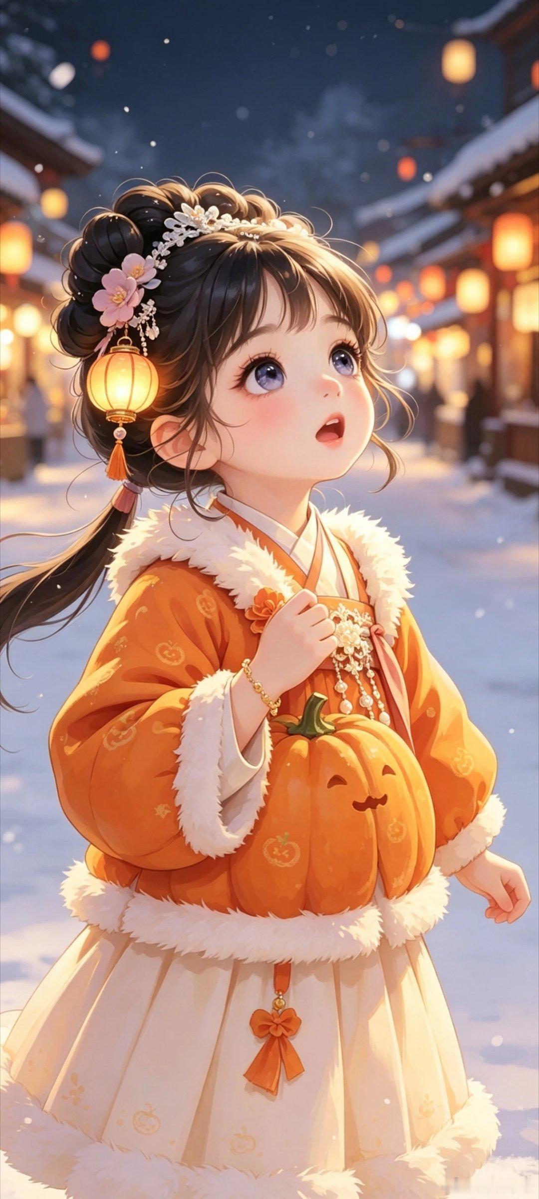 仙气软萌古风少女插画壁纸 