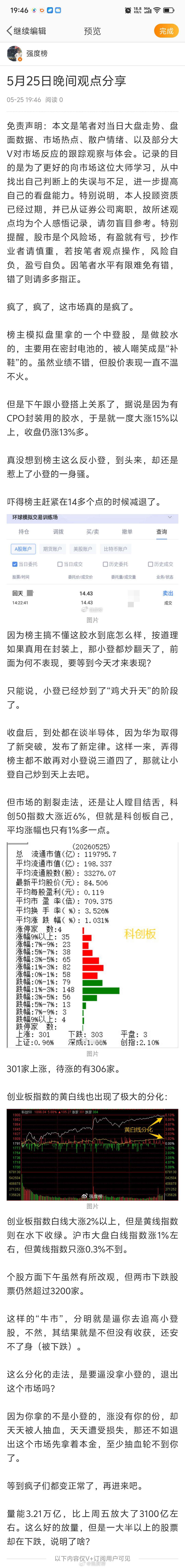 晚间分享华为芯片A股 5月25日晚间观点分享疯了，疯了，这市场真的是疯了。榜主模