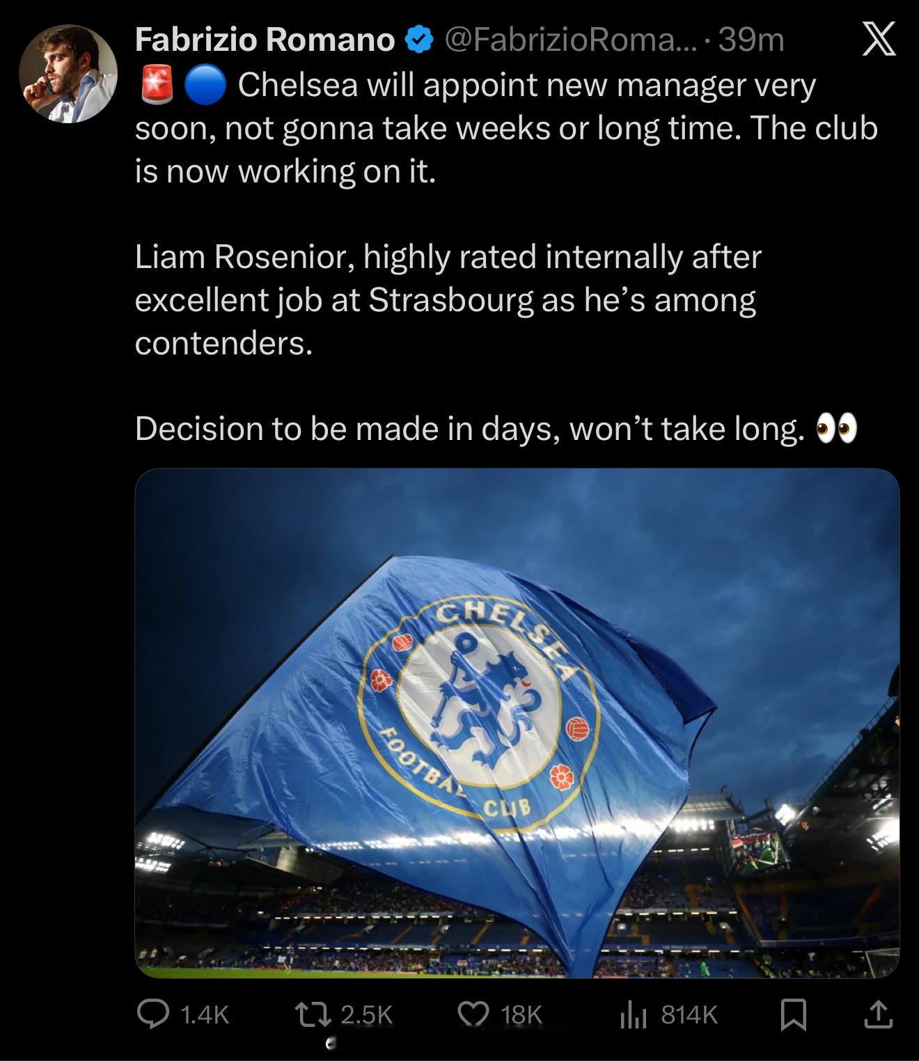 车子新主帅很快就会到位效率高职场就讲究一个没有情面！切尔西官宣马雷斯卡下课