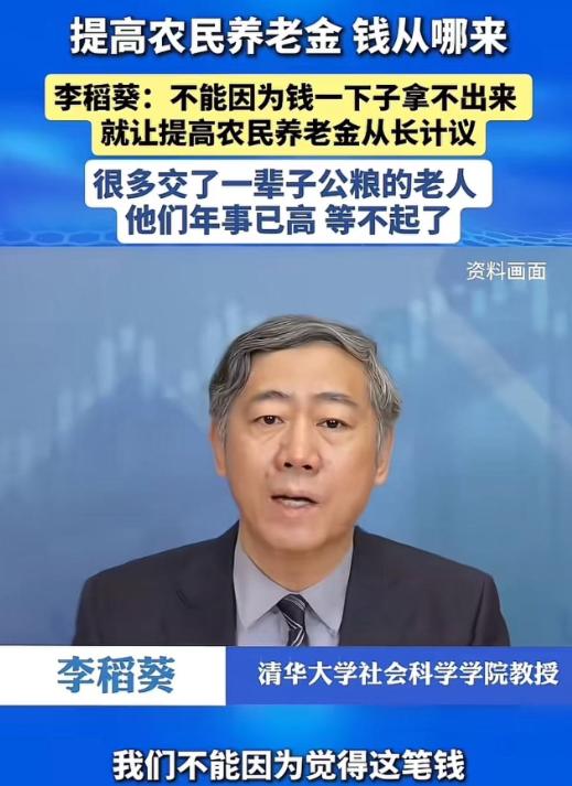 这才是真专家！李稻葵为农村老人发声：“不能因为钱一下子拿不出来，就让提高农民养老