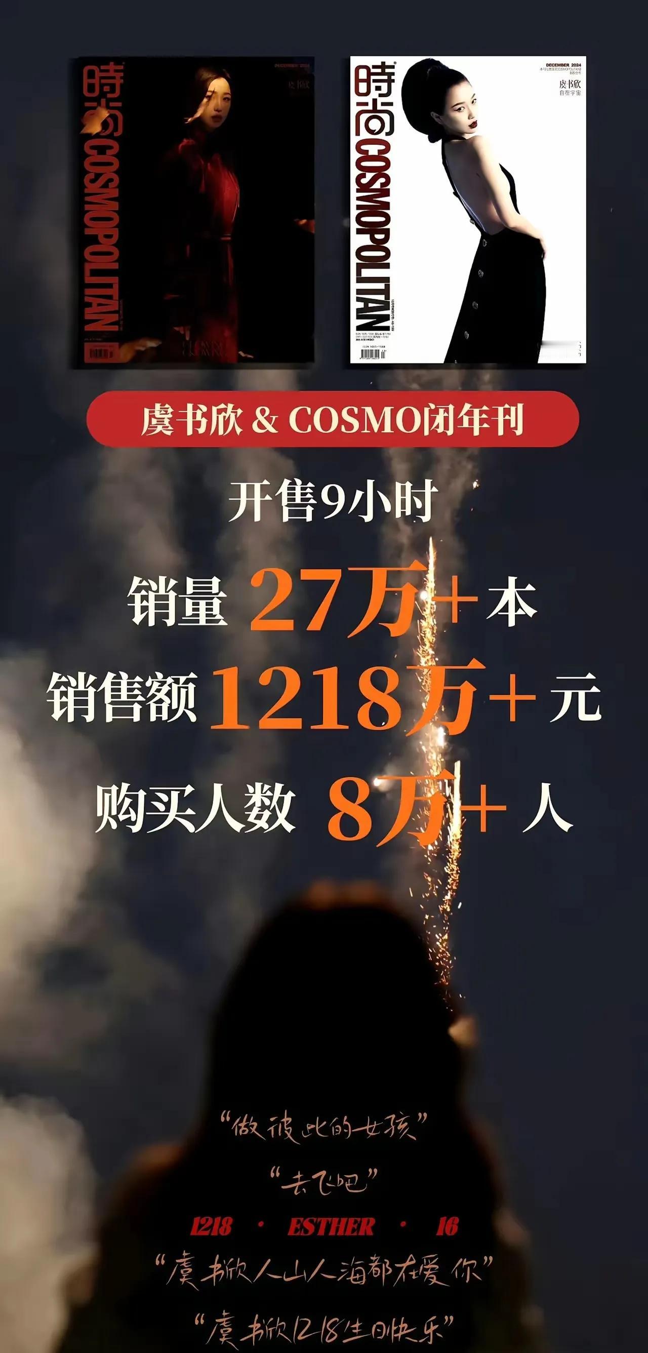 继杨紫之后，又一位内娱女星的杂志销量爆了！

虞书欣COSMO闭年刊，开售9小时