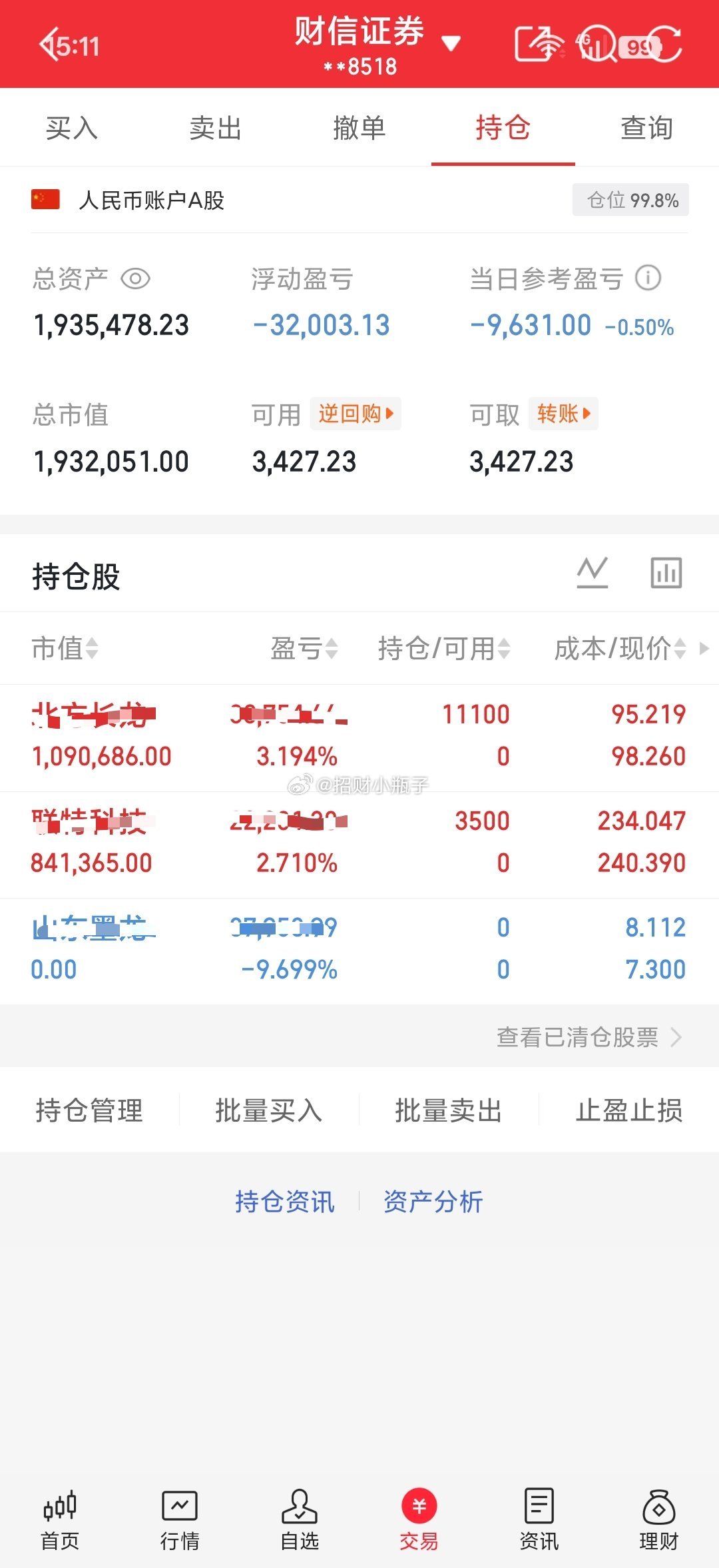 今天石油的止损出局，随后上车了军工的，下午介入了联特 