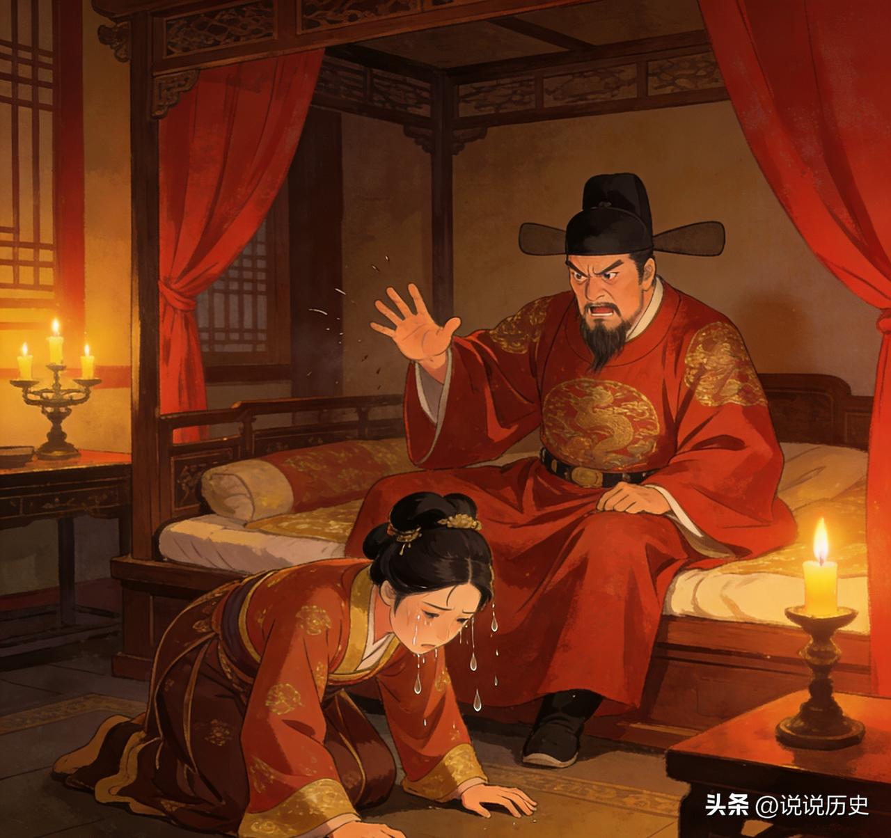 1415年，朱棣召新入宫的小贡女侍寝，发现她早已不是处子。朱棣大怒，一脚将她踹下