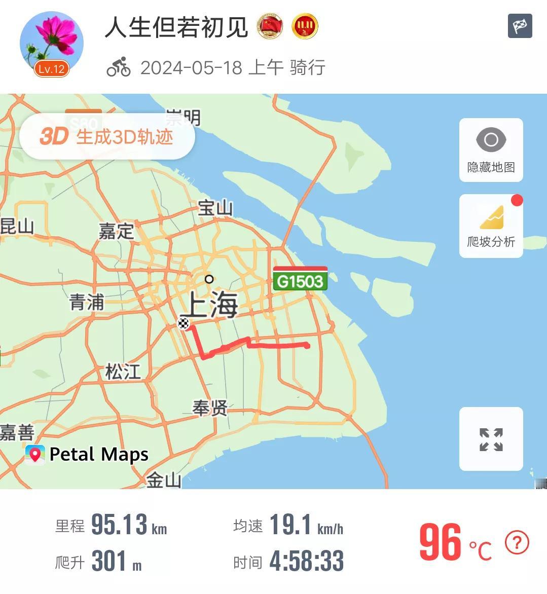 #我的运动记录# 
天热，风大，消耗三升水，一碗面。