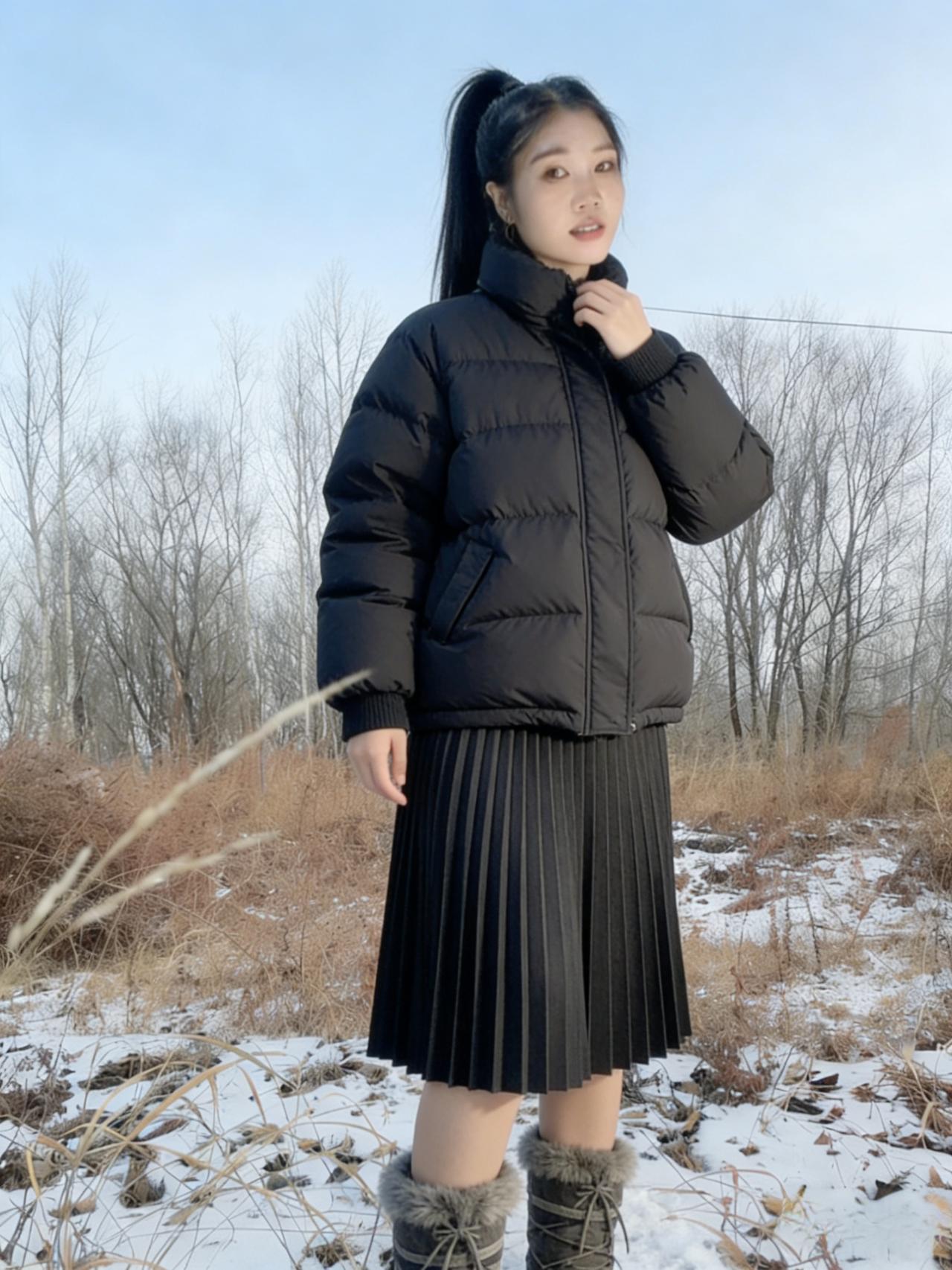 黑色是底色，也是态度
她站在荒疏的冬景里
像一株黑色的花，开在了雪的废墟
不迎合