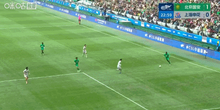 北京国安vs上海申花比赛第23分钟，张玉宁头球破门首开纪录，新赛季开赛连续三轮联