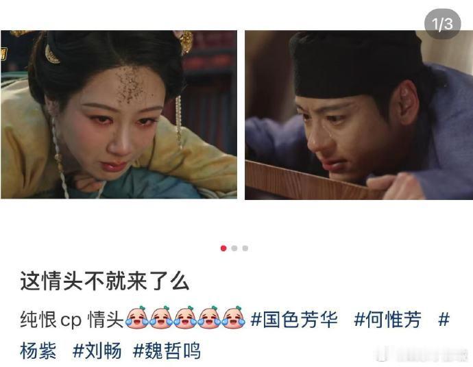 每当与他们对视，便能感受到心灵的呼唤。在《国色芳华》中，杨紫与魏哲鸣之间爱恨交织