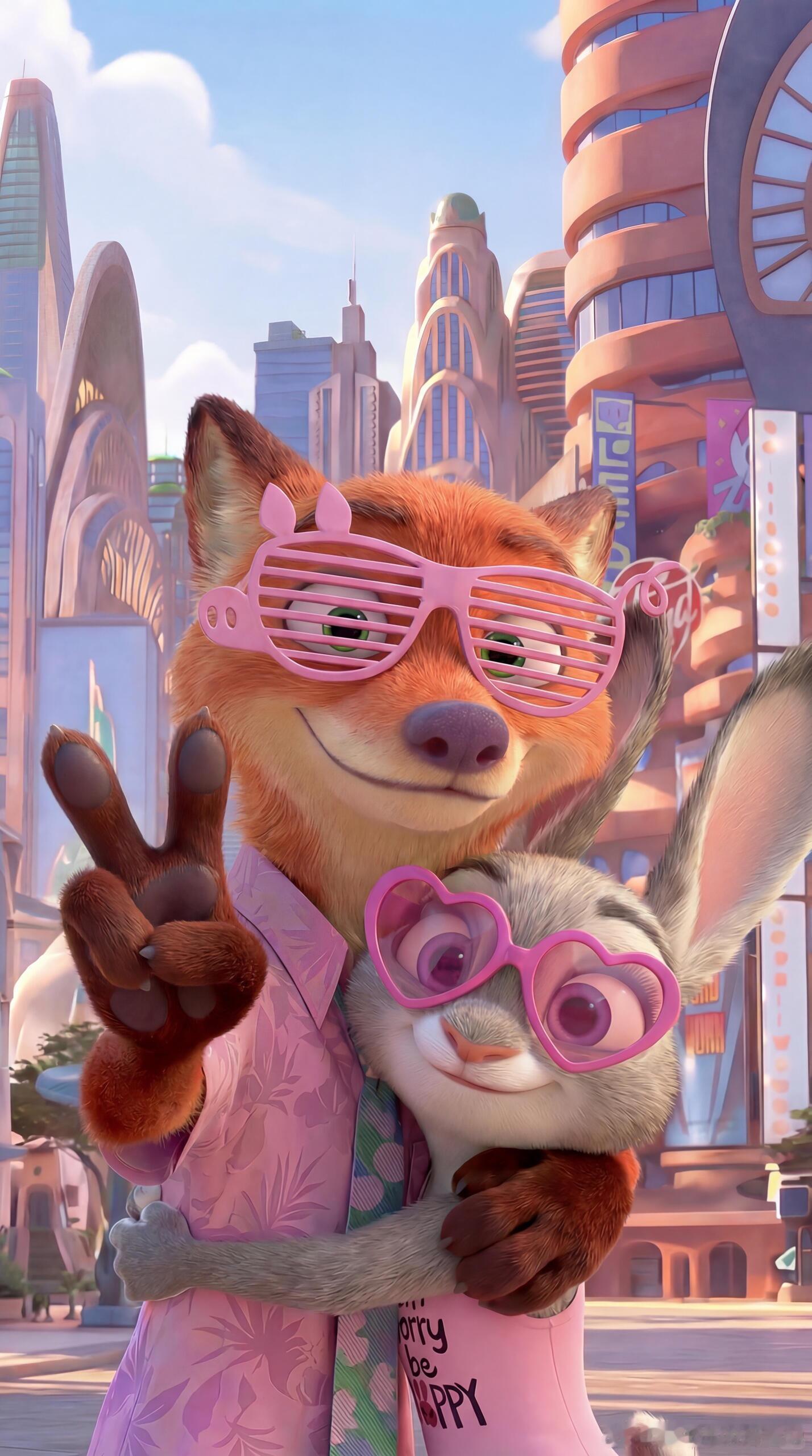 可爱尼克和朱迪向您比✌️，这个眼镜好好玩 疯狂动物城2破30亿跨年电影愿