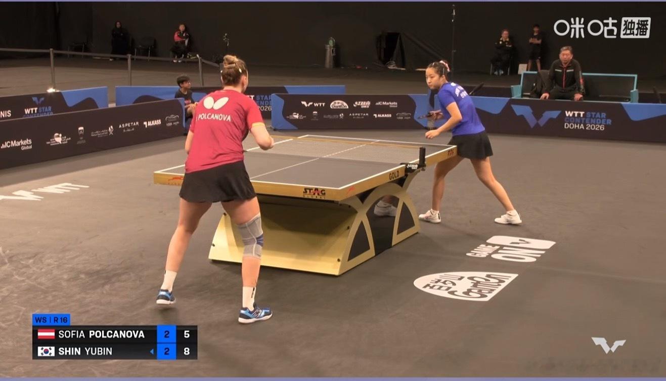 2026wtt多哈球星赛女子单打16-8申裕斌3-2波尔卡诺娃（2-11 11-