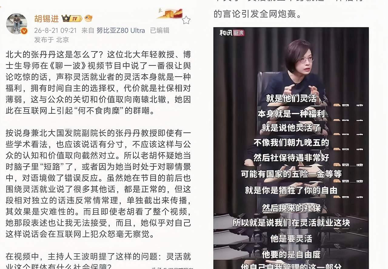 胡锡进又要翻车了，有些稀泥是不能和的，连基本常识都不讲的北大教授张丹丹，估计对我
