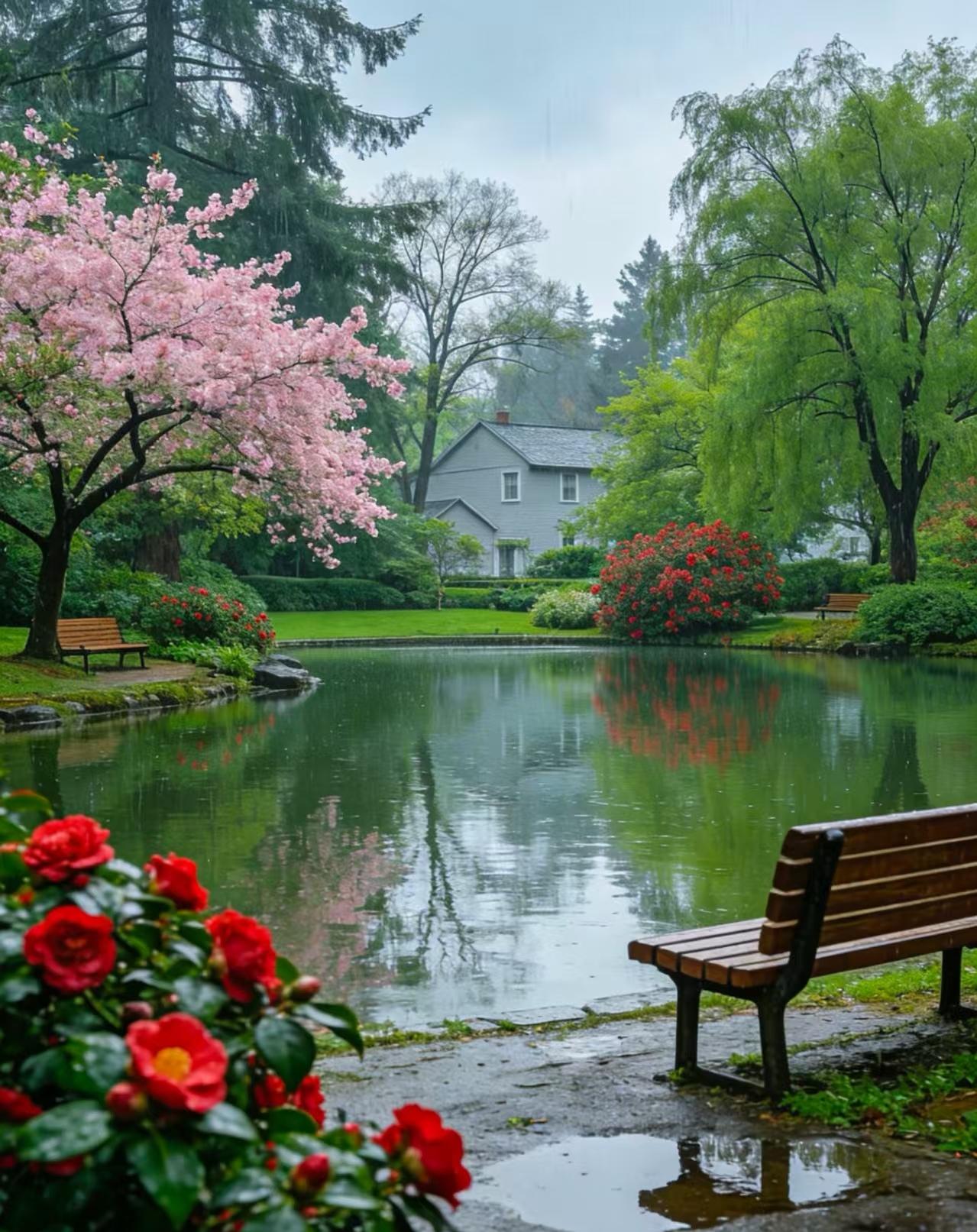 草青青，风醒，心向天，寥廓。拂去旧念，梦沉未来。云舒云卷，四月天，风拂杨柳，露如