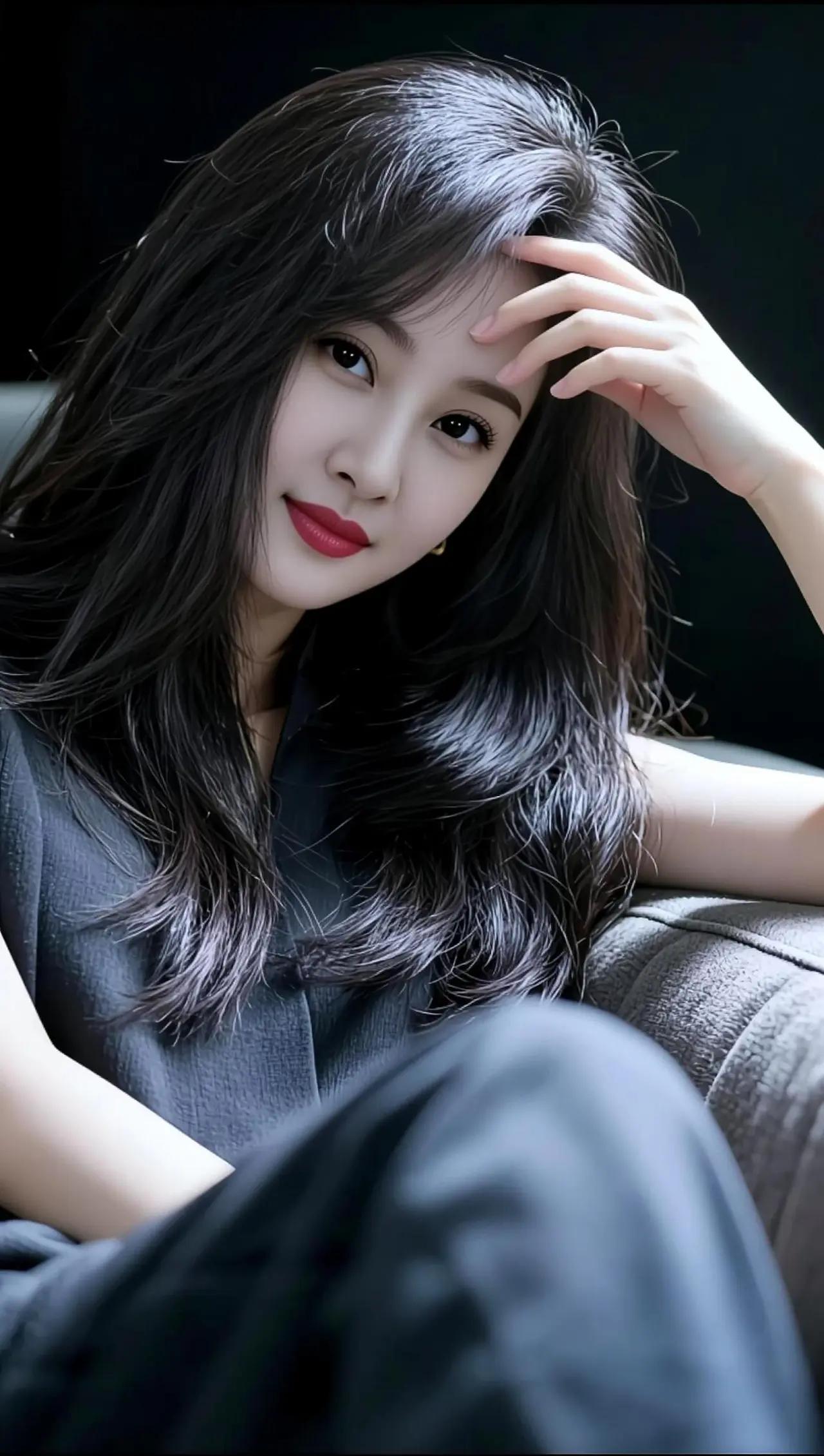 温柔的黑发少女，慵懒的午后时光🌟🍎🌺
