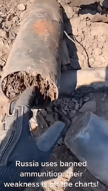 在乌克兰战场上出现的凶残炮弹，能在爆炸的一瞬间释放出几万根的“铁钉子”。

这其