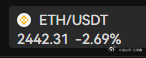 ETH建议现价2440做多，防守2400，止盈待定。比特币btc以太坊eth ​