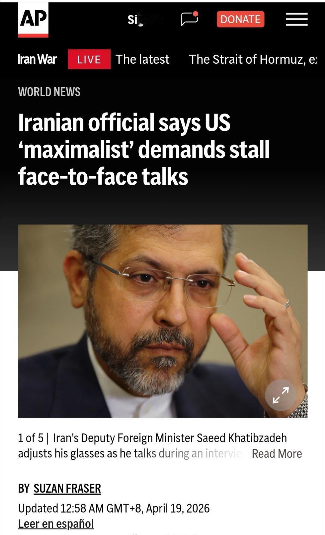 据️美联社报道，一名伊朗高级官员表示，伊朗尚未准备好与美国进行新一轮面对面谈判，