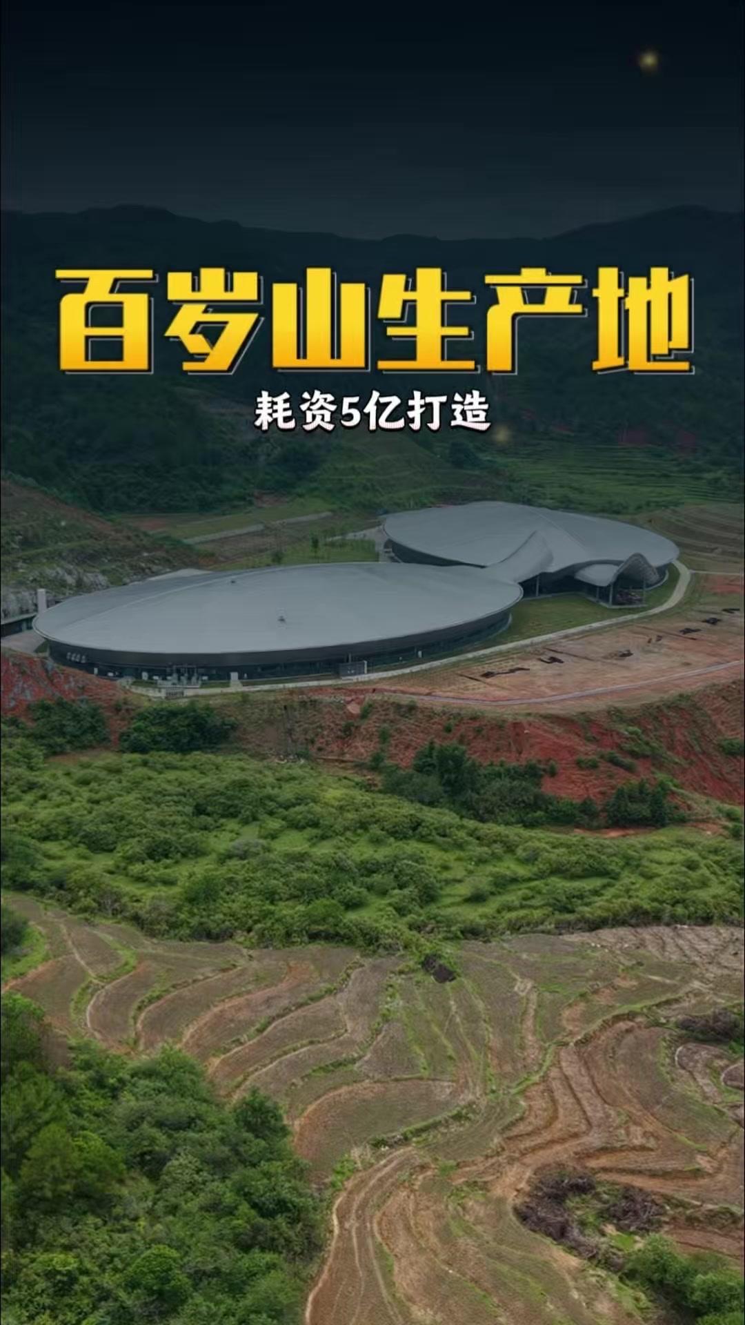 耗资5亿打造的百岁山矿泉水工厂，远远望去像两只大乌龟静卧在大山脚下。
独特的造型