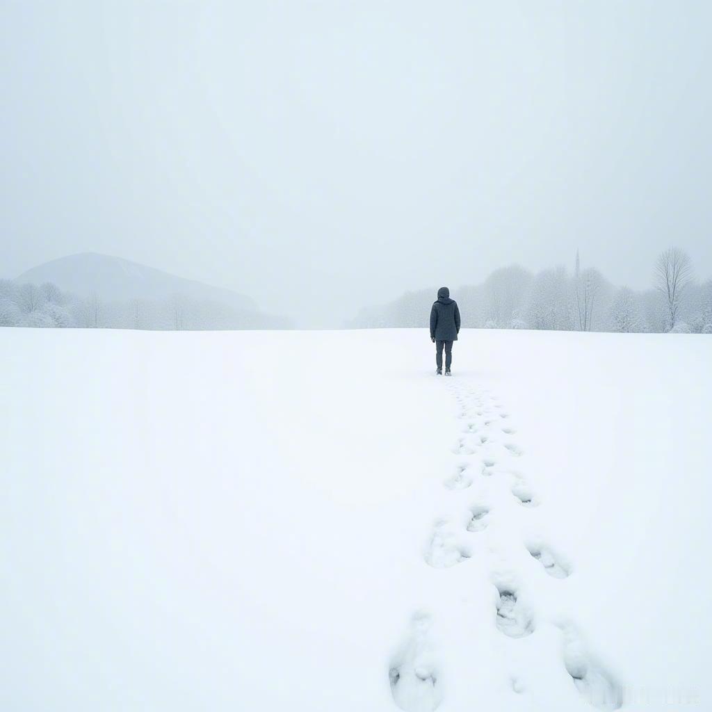 白雪皑皑，脚印细腻，宁静中的每一步都是心灵的寄托。愿每个追梦旅程都如雪般纯净，随