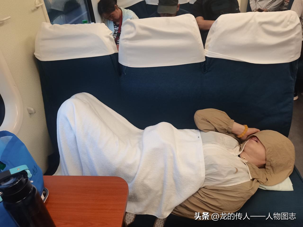 火车上有一个霸占座位，怎么叫也不醒的母猪。太没有素质了！！！